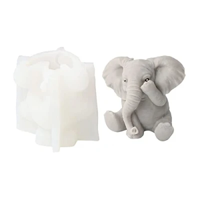 Afbeelding van Xidmold 3D olifant, siliconen vorm, dier, kaarsvorm, zeepvorm, bakvorm, taartvorm voor fondant, taartdecoratie, chocolade, zeep, sojawas, kaarsen, handwerk (C)