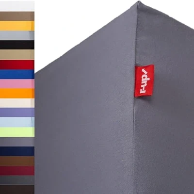 Afbeelding van R up Hoeslaken 100% katoen 130g/m² Öko Tex 100 gecertificeerd stressvrij 180 x 200 220 tot 35 cm hoogte verschillende kleuren, katoen, donkergrijs,