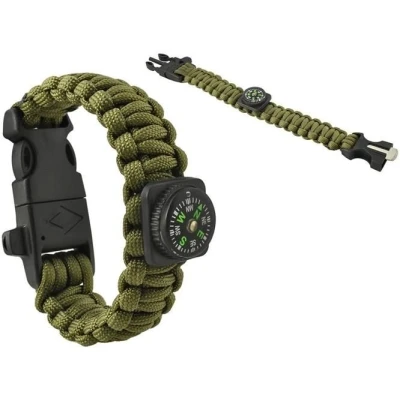 Afbeelding van Paracord survival armband Donkergroen 5 in 1
