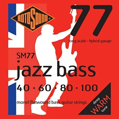 Afbeelding van Rotosound bas snaren SM77, 4er 40 100 Jazz 77, Monel Flatwound Snarenset voor 4 string basgitaar