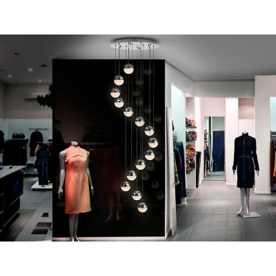 Afbeelding van Schuller Valencia LED hanglamp Sphere 14 lamps chroom app