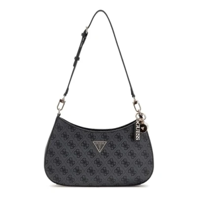 Afbeelding van GUESS schoudertas Noelle II Top Zipper Shoulder Bag Coal Logo donkergrijs