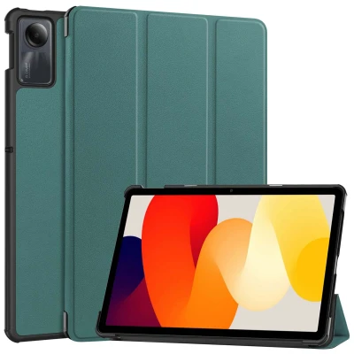 Afbeelding van Xiaomi Redmi Pad SE Hoes: iMoshion Trifold Bookcase Donkergroen Kunstleder Tablet Hoezen