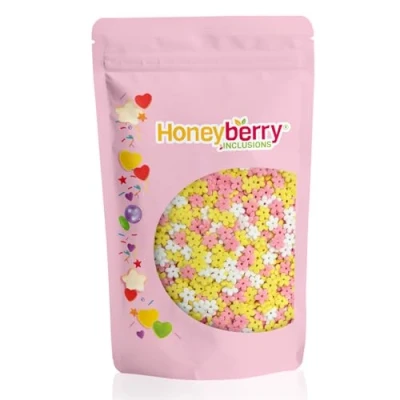 Afbeelding van Natuurlijke Eetbare Kleurrijke Strooisels 200g Cakedecoratie en Suikerstrooisels Perfect voor Bakken, Taarten, Cupcakes, Koekjes Desserts Geproduceerd in de EU (Bloemen Mix)