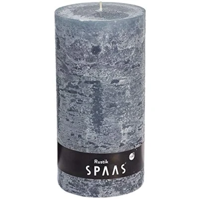 Afbeelding van SPAAS Rustieke geurloze cilinderkaars 100/200 mm, ± 120 uur grijs