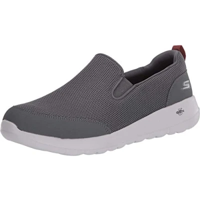 Afbeelding van Skechers Go Walk Max Clinched sneakers voor heren, grijs textiel, bordeauxrode rand, 43,5 EU