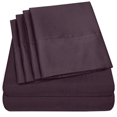 Afbeelding van Sweet Home Collection Microfiber diepe zakken set extra kussenslopen, voordelig, fijn dubbel geborsteld, paars, Twin XL