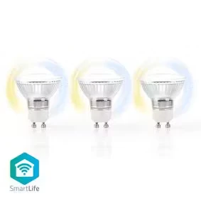 Afbeelding van Nedis Wifilw30Crgu10 Wi Fi Smart Led Lamp Warm Tot Koel Wit Gu10 3 Pack