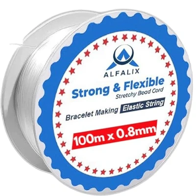 Afbeelding van 120 m x 0,8 mm doorzichtig elastiek voor het maken van armbanden sterke en rekbare elastische draad, duurzame transparante armbandelastiek sieraden kralen