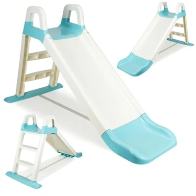 Afbeelding van Coil Kinderglijbaan, glijbaan, tuinglijbaan, vrijstaande kunststof, voor kinderen vanaf 18 maanden (crème turquoise)