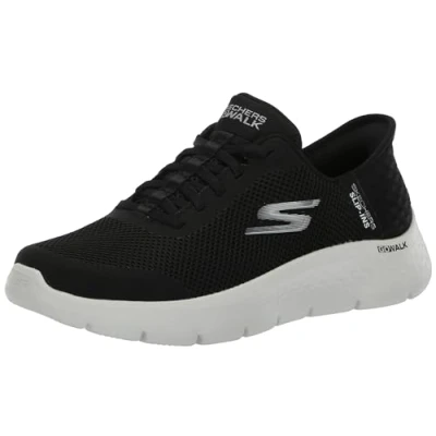 Afbeelding van Skechers Go Walk Flex Hands Free Slip ins Grand Entry Sneakers voor dames, zwart, wit, 42 EU Breed