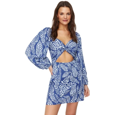 Afbeelding van Trendyol Strandkleding Abstract Patroon Mini Geweven Uitsparing/Venster 100% Katoenen Strandjurk Tbess23El00175