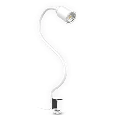 Afbeelding van B.K. Licht klemlamp wit LED draaibaar aan/uit schakelaar netstroom bureaulamp tafellamp met GU10 3.000K 400Lm 5W