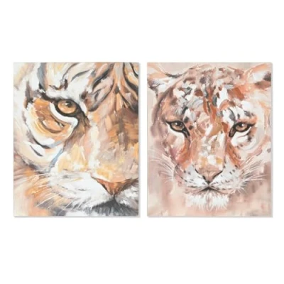 Afbeelding van Schilderij Home ESPRIT Koloniaal Tijger 80 x 3,7 100 cm (2 Stuks)