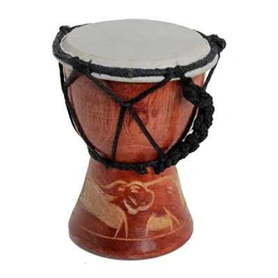 Afbeelding van Kleine 15 cm Djembe trommel Bongo Drum Decoratie olifant hout A2