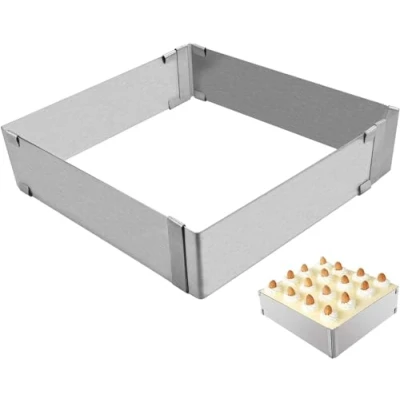 Afbeelding van Vierkante Mousse Ring Verstelbare Rechthoekige Vormring Vorm Cakevormen Te Bakken Verstelbaar Rechthoekig Stalen Bakfram Voor Mousse,ijs,cake,pizza&#039;s
