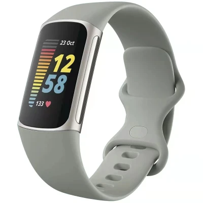 Afbeelding van Siliconen bandje voor de Fitbit Charge 5 / 6 Maat L Grijs iMoshion En TPU (zacht)