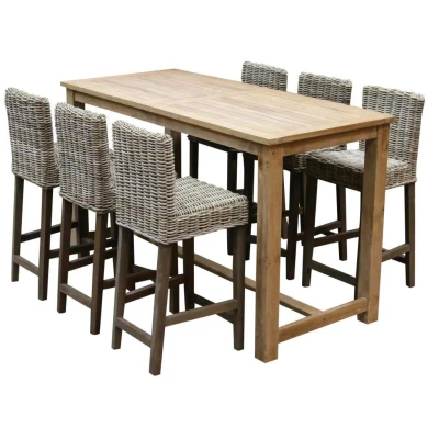 Afbeelding van Rita barset 180x80xH105 cm 7 delig naturel rotan teak