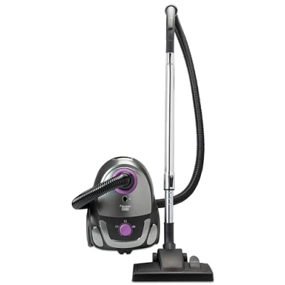 Afbeelding van Bestron Stofzuiger met zak, inclusief 3 stofzuigerzakken, 94cm telescoopbuis &amp; 7.5m actieradius, uitwasbare HEPA12 Microfilter, kleur: Zilver / Lila