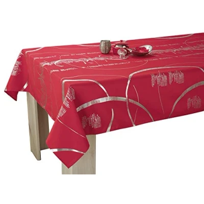 Afbeelding van Le linge de Jules Shiny Tafelkleed, onderhoudsvriendelijk, rood, rechthoekig, 150 x 300 cm