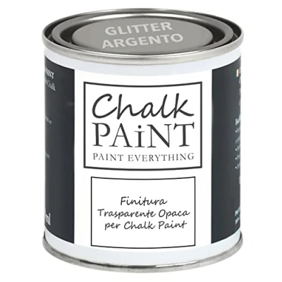 Afbeelding van CHALK PAINT &quot;Glitter ARGENTO&quot; voor alle oppervlakken 250 ml matte verf ook meubels van hout en muren houtverf meubelverf binnen buiten