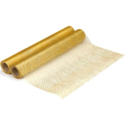 Afbeelding van COM FOUR® 2x tafellint voor decoratie kerst en bruiloften goudkleurige tafelloper met verschillende patronen [selectie varieert]