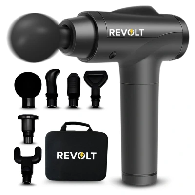 Afbeelding van Revolt Massage Gun 30 Verschillende Snelheden 6 Opzetstukken Luxe Opbergkoffer Deep Tissue Voor Spierherstel &amp; Blessures Hoge Amplitude