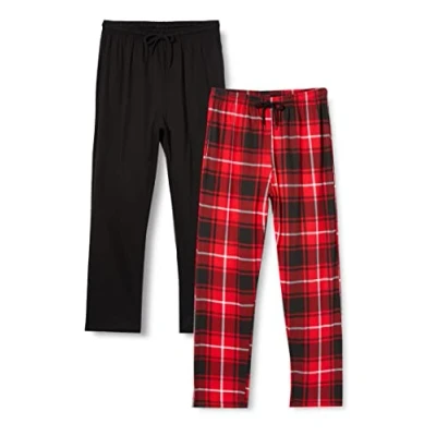 Afbeelding van FM London 2 pack Soft Touch Pyjamabroek Heren, Rood/Zwart, XXL