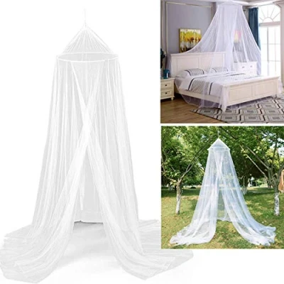 Afbeelding van Klamboe bed, wit muggennet voor reizen en thuis, grote muggenbescherming tweepersoonsbed eenpersoonsbed incl. montagemateriaal, fijnmazig mesh, bedhemel vliegennet insectennet baldakijn