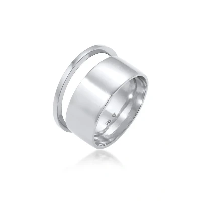 Afbeelding van Elli 2 PACK Basic Ring, Dames, Maat: 56, Silber