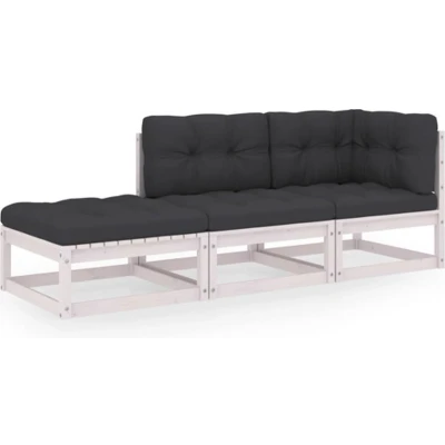 Afbeelding van 3 Delige Loungeset Met Kussens Massief Grenenhout 1 / Ja Naturel en antraciet