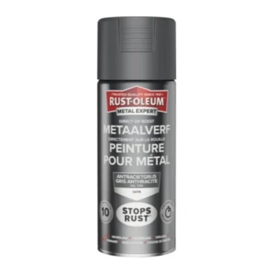 Afbeelding van Rust oleum metal expert metaalverf direct op roest zijdeglans 400 ml, antracietgrijs ral 7016