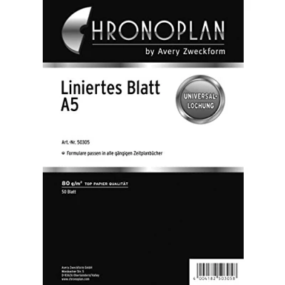 Afbeelding van Chronoplan 50305 gelinieerde agendavullingen voor afsprakenplanner (A5 formaat, 50 vellen met universele perforatie, 80 g/m², ideaal notities en schetsen, veel organizers)