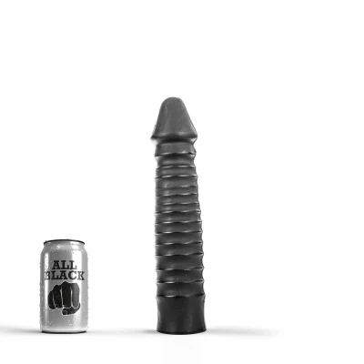 Afbeelding van All Black Grote Dildo Met Geribbelde Schacht Zwart