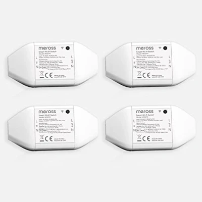 Afbeelding van Meross Wifi Schakelaar, Universele Smart Schakelaar met Afstandsbediening en Spraakbesturing, Werkt Alexa, Google Assistant SmartThings, DIY Home voor elektrische Huishoudelijke, 4 stuks