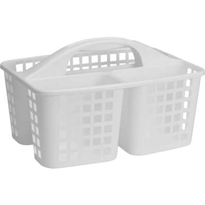 Afbeelding van Excellent Houseware 3 Vaks Opbergbak Met Handvat 31X23X18.5 Cm Wit
