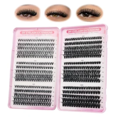 Afbeelding van FANDIQ Cluster Wimpers Individuele 570 stks Natuurlijke Wimper Clusters D Curl 8 16MM Zachte &amp; Pluizige Dikke Volume DIY Russische Extensions (30+40+50+60+80+100D)