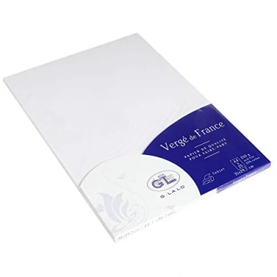Afbeelding van Clairefontaine Ref 41000L G.Lalo enkele kaarten (Pack van 25) A4 (210 x 297mm) formaat, 210gsm papier, PEFC gecertificeerd, inkjet &amp; laser compatibel Vergé de France Wit