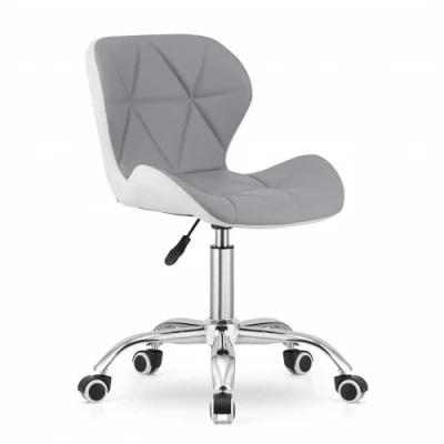 Afbeelding van AVOLA DORY 21 Draaistoel Grij Wit, Ergonomisch en Verstelbare Zithoogte, 5 Poot Chrome Basis, Kunstleer Zitting, Geschikt voor Thuis Kantoor, Max. 110 kg