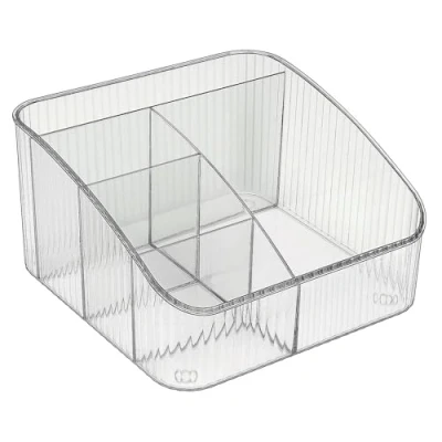Afbeelding van JessLab Makeup Organizer, PET Huidverzorging Organisator met 5 Compartiment Cosmetische Producten Opslag Make up voor Bureau Garderobe Badkamer Ijdelheid Werkblad, Transparant