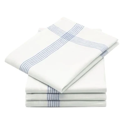 Afbeelding van ZOLLNER Set van 4 theedoeken, keukendoeken, 50 x 70 cm, linnen, wit blauw