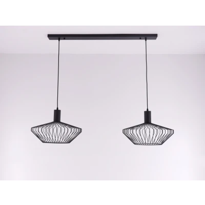 Afbeelding van Hanglamp 2 lichts zwart opengewerkt 120cm