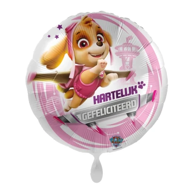 Afbeelding van Folieballon Paw Patrol Skye Hartelijk Gefeliciteerd 45 cm Helium en Luchtvulling