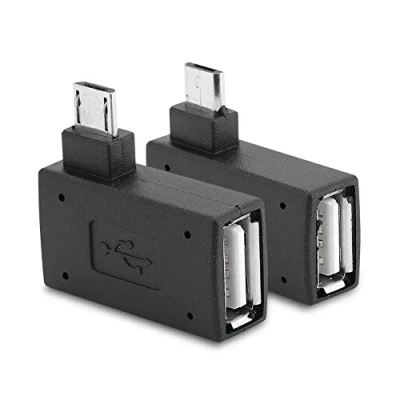 Afbeelding van Zerone Rechts Linkshoek Micro USB 2.0 Mannelijk 90 Graden naar Vrouwelijke OTG Adapters, Pack van 2