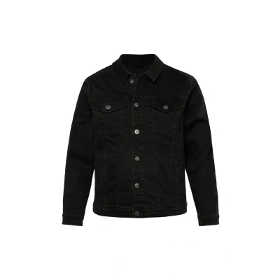 Afbeelding van JP1880 4 Pockets Button BAND Spijkerjas, Heren, Maat: Large, Black