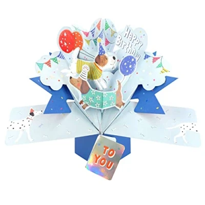 Afbeelding van 3D Pop up wenskaart met envelop Happy Birthday to You Dogs