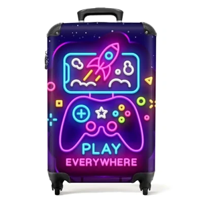 Afbeelding van NoBoringSuitcases.com® Gaming koffer kinderen Kinder trolley voor jongens 55x35x25