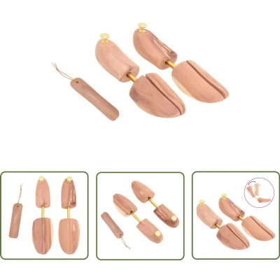 Afbeelding van vidaXL Schoenspanner met schoenlepel EU 44 45 massief cederhout Schoen Lepel Cedarwood Lederen Schoenen Onderhoud