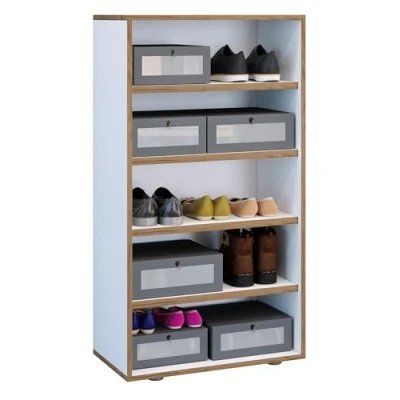 Afbeelding van VCM Holz Schuhregal Maße ca. H. 110 x B. 60 T. 33 cm Schuhkommode mit 5 Fächer Schuhschrank Salia 5fach