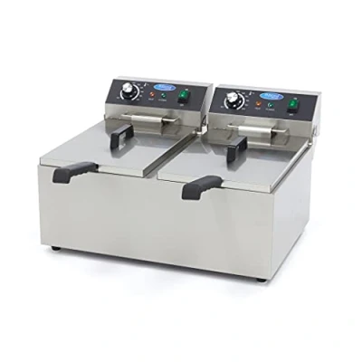 Afbeelding van Maxima Frituurpan 2x 11 L 2 Manden tot 2,8 Kg Frites Friteuse Dubbele Horeca Frituur Pan RVS Professioneel 22 Liter
